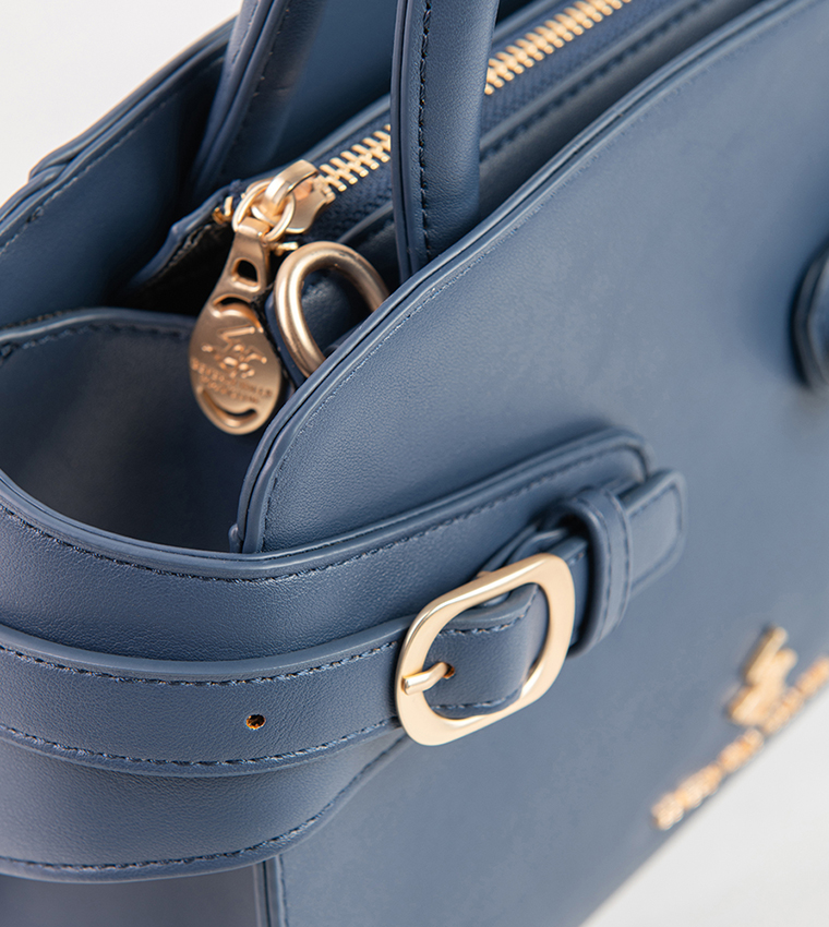 Textured Zip-Closure Satchel Bag