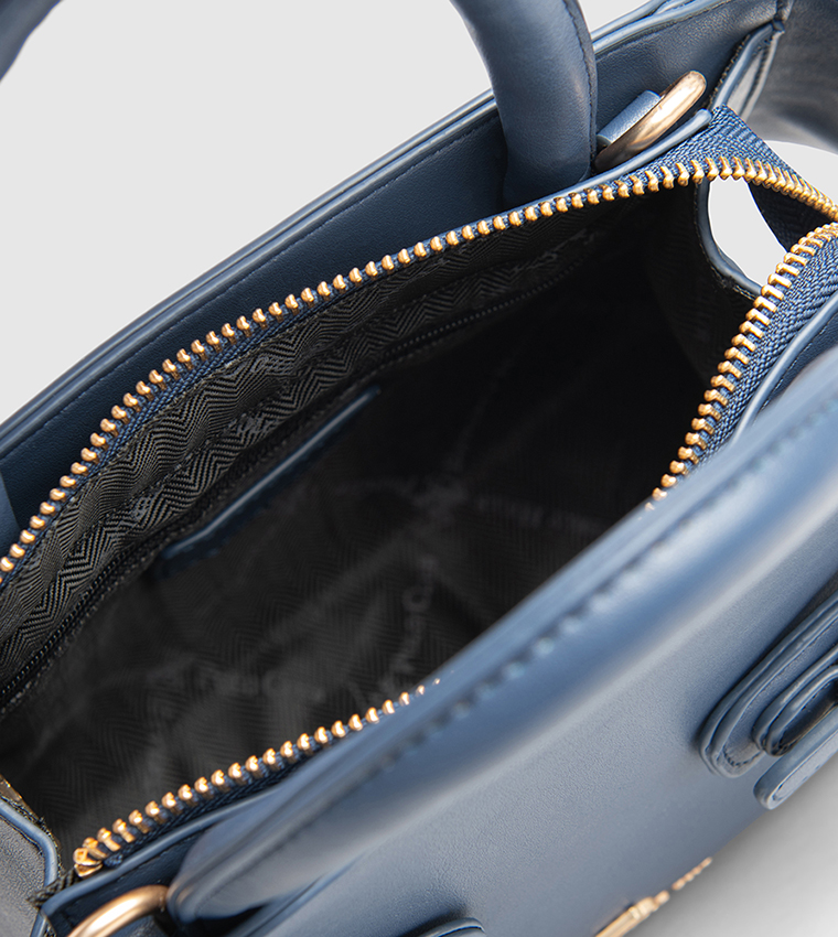 Textured Zip-Closure Satchel Bag