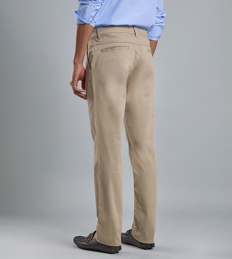 Solid Straight Fit Trousers with Button Closure