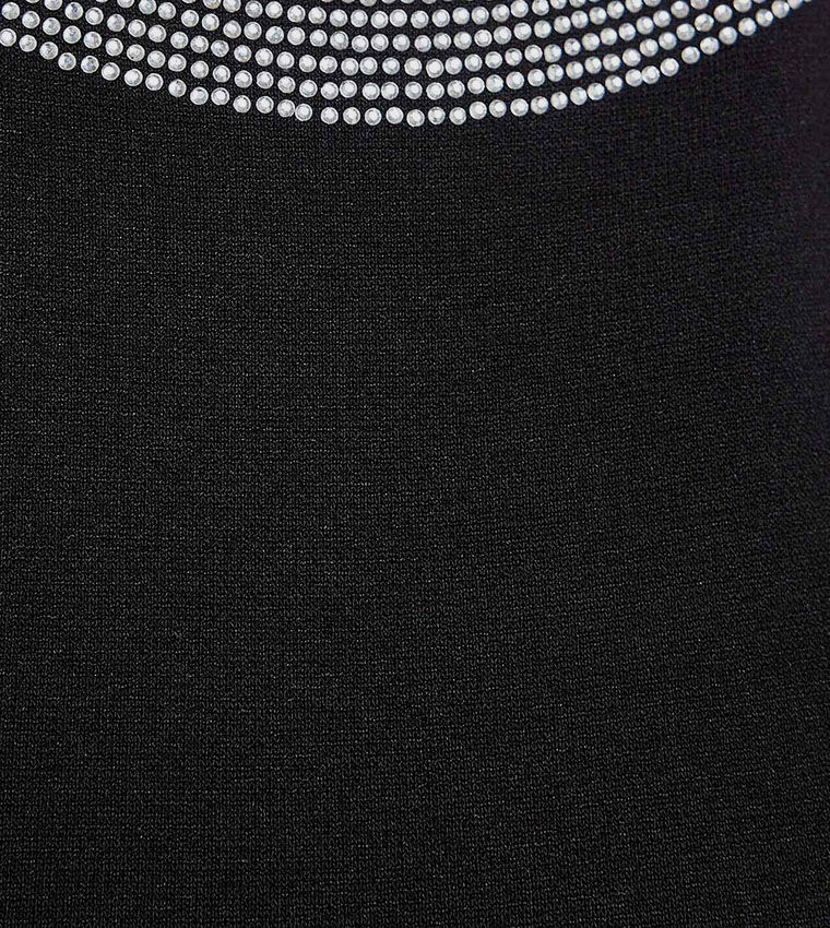 Embellished Sleeveless Top with Round Neck