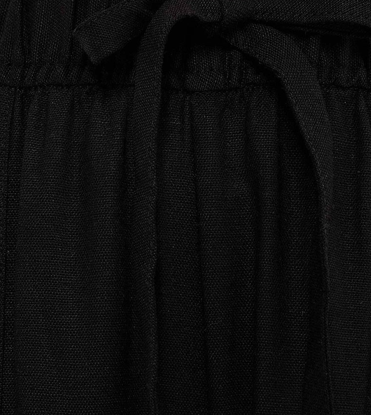 بنطال واسع سادة برباط على الخصر 