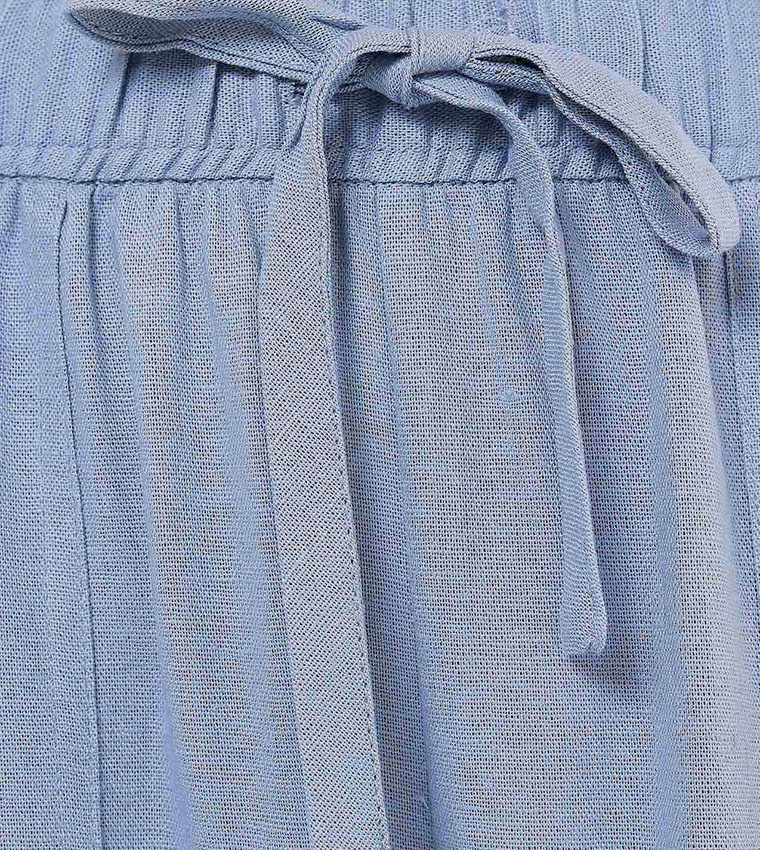 بنطال واسع سادة برباط على الخصر 