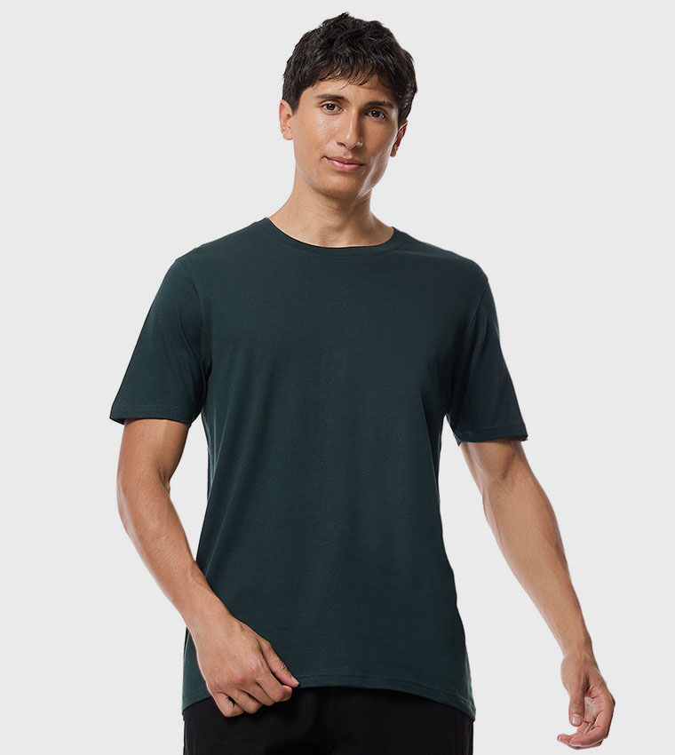 Solid T-Shirt with Crew Neck and Short Sleeves