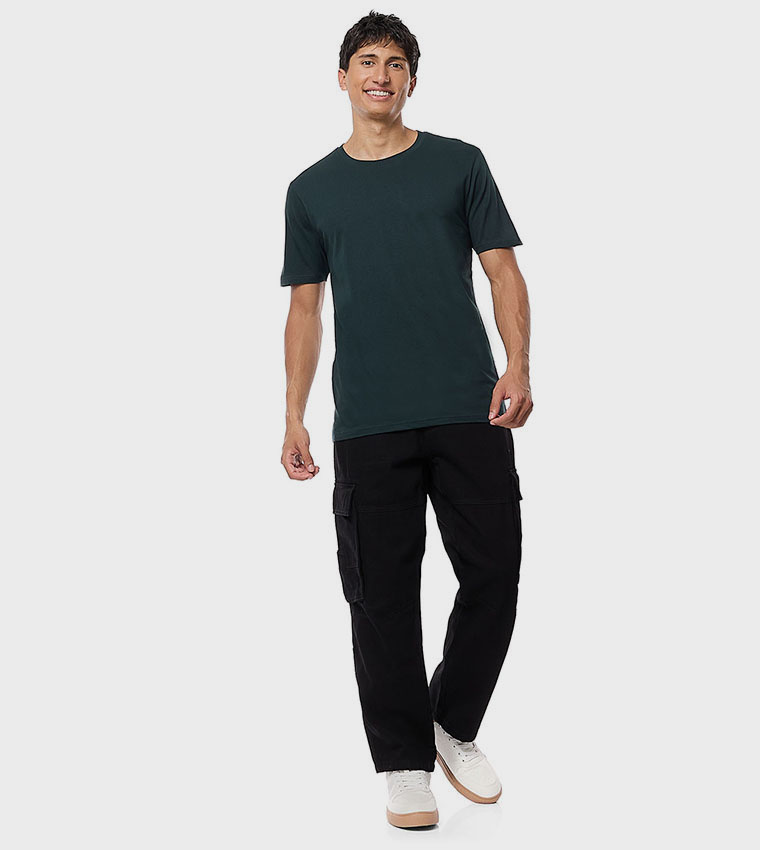 Solid T-Shirt with Crew Neck and Short Sleeves