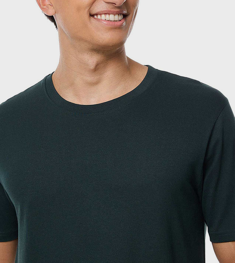 Solid T-Shirt with Crew Neck and Short Sleeves