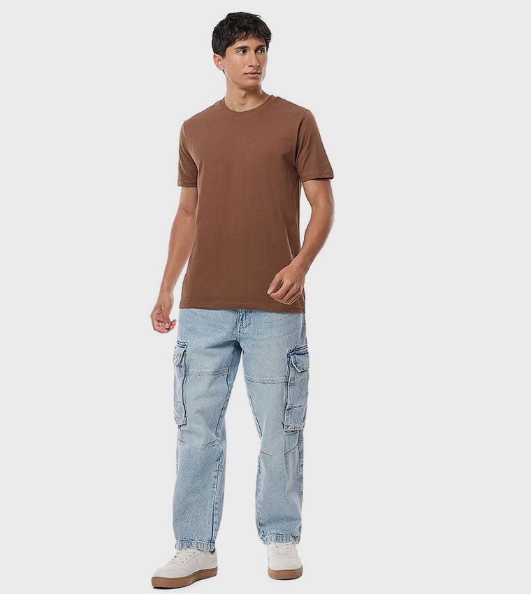 Solid T-Shirt with Crew Neck and Short Sleeves