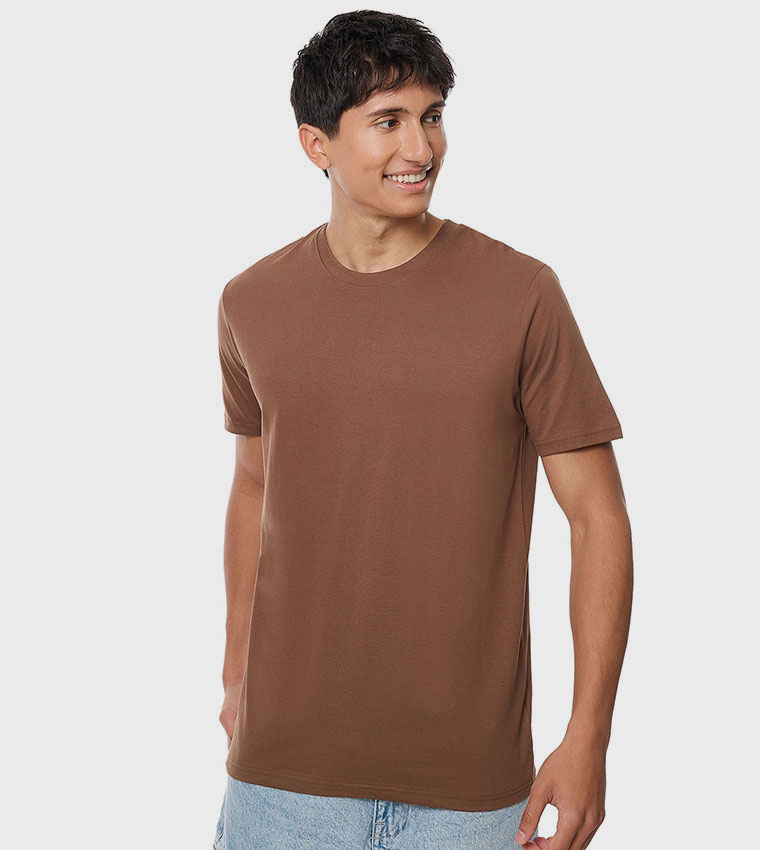 Solid T-Shirt with Crew Neck and Short Sleeves