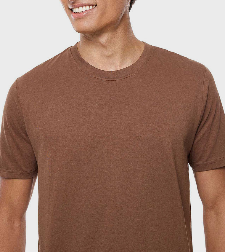 Solid T-Shirt with Crew Neck and Short Sleeves