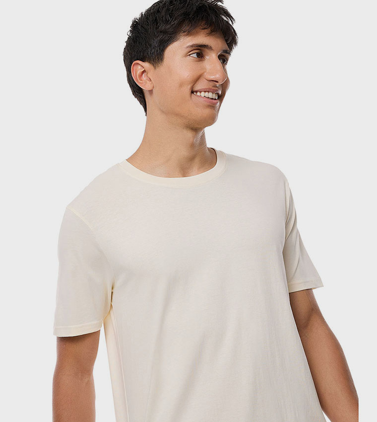 Solid T-Shirt with Crew Neck and Short Sleeves