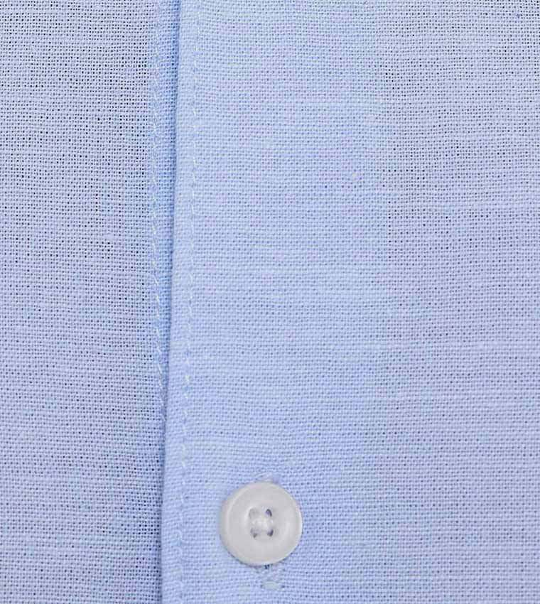 قميص سادة بياقة واقفة كم طويل