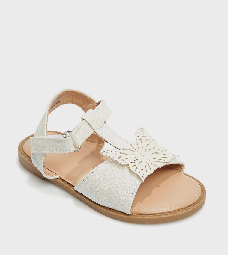 Appliqued Velcro Strap Sandals