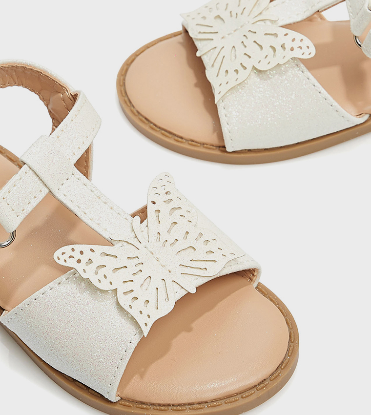 Appliqued Velcro Strap Sandals