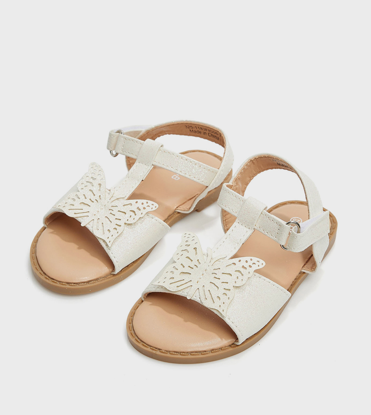 Appliqued Velcro Strap Sandals