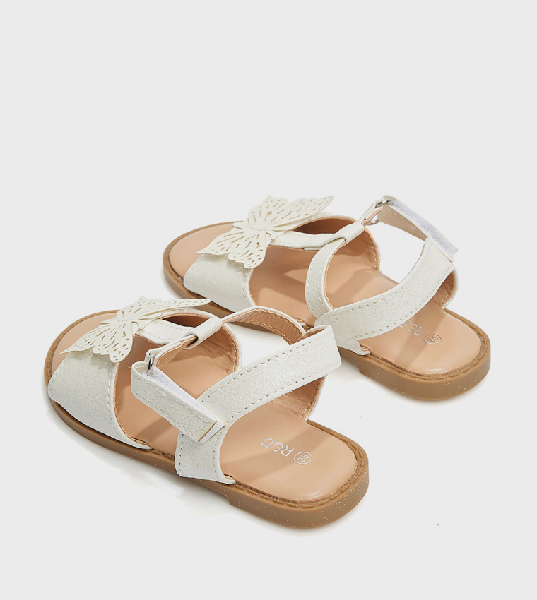 Appliqued Velcro Strap Sandals