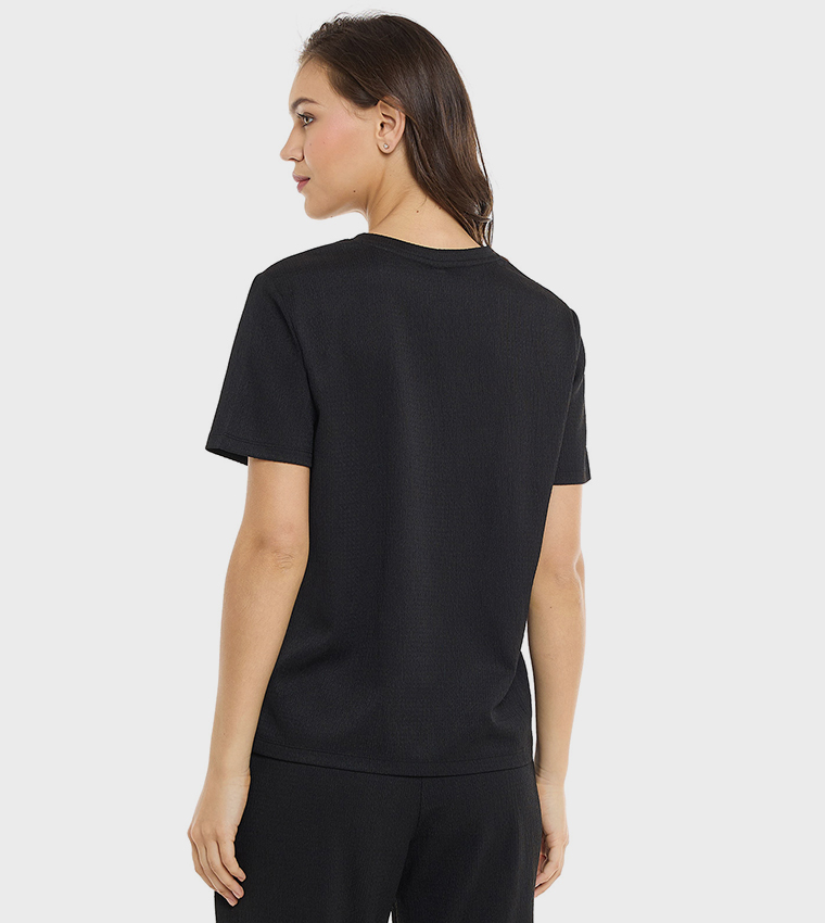 Texture T-Shirt with Crew Neck and Short Sleeves