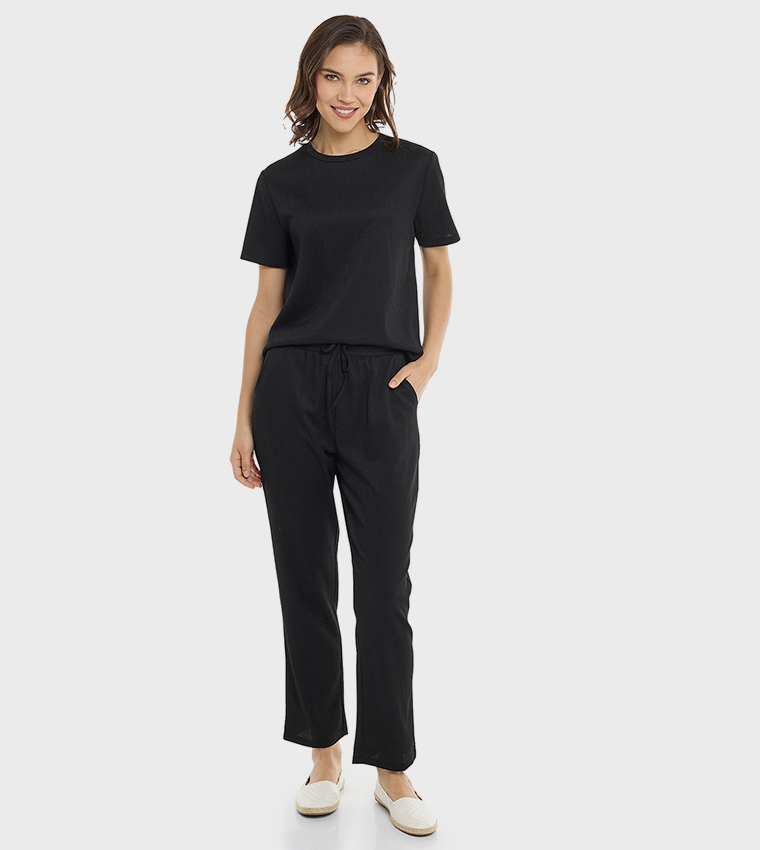 Texture T-Shirt with Crew Neck and Short Sleeves