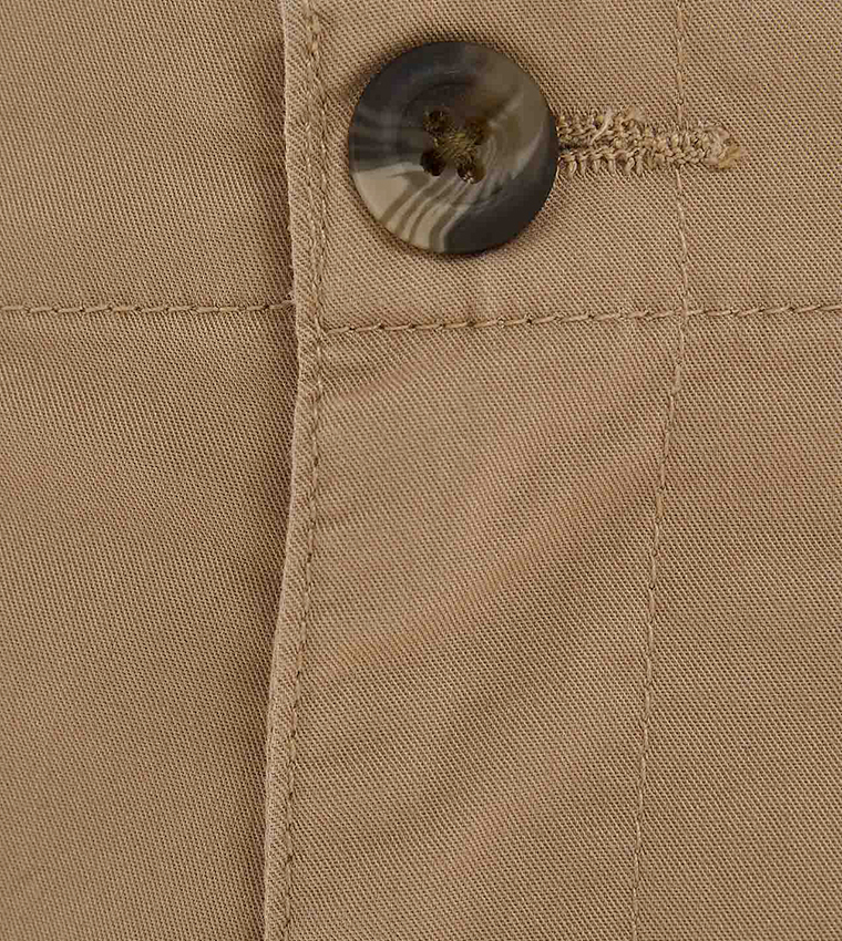 Solid Cargo Parachute Pants with Button Closure