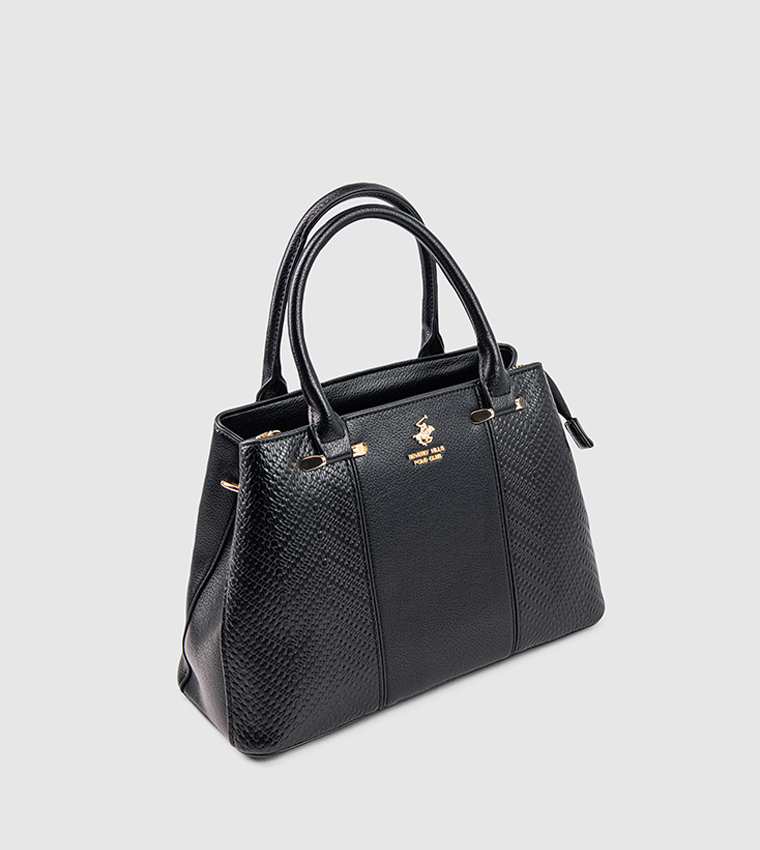 Textured Zip-Closure Satchel Bag