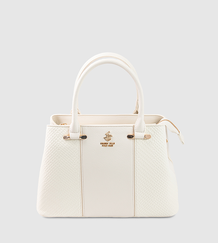 Textured Zip-Closure Satchel Bag