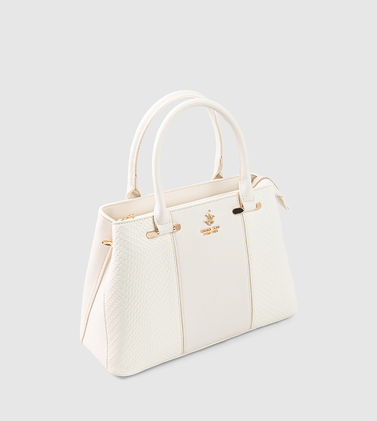 Textured Zip-Closure Satchel Bag