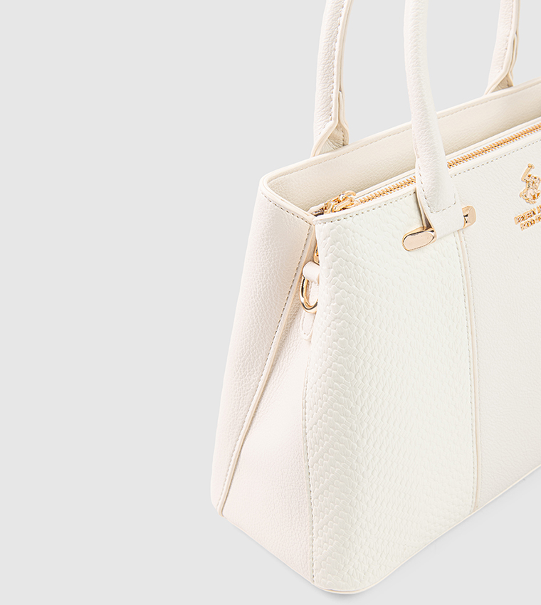 Textured Zip-Closure Satchel Bag