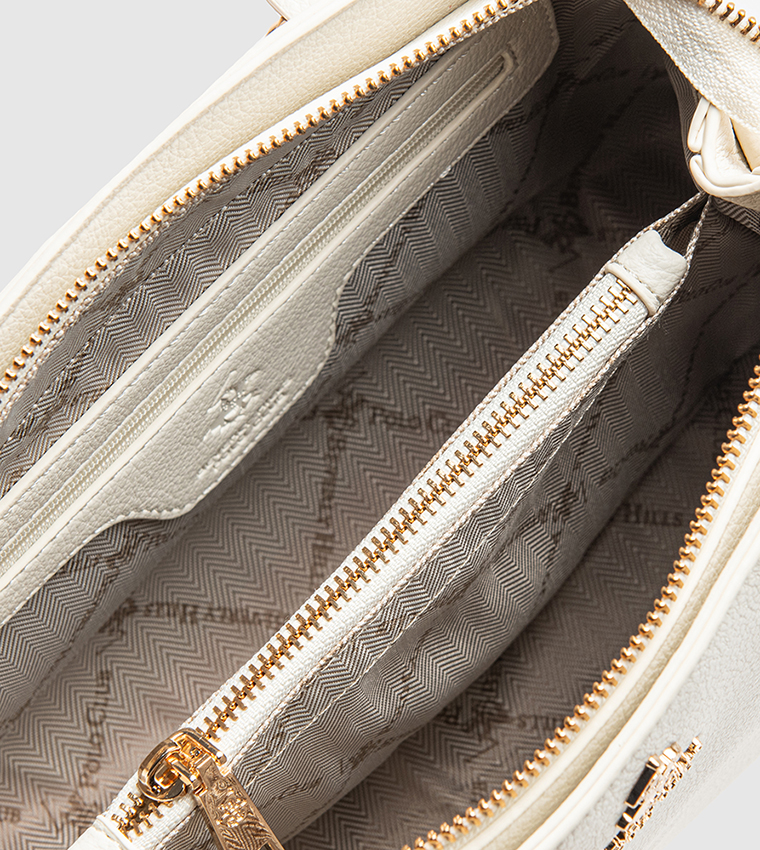 Textured Zip-Closure Satchel Bag