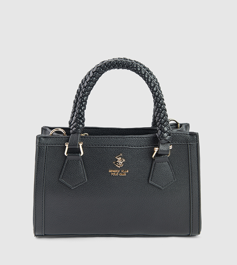 Textured Zip-Closure Satchel Bag
