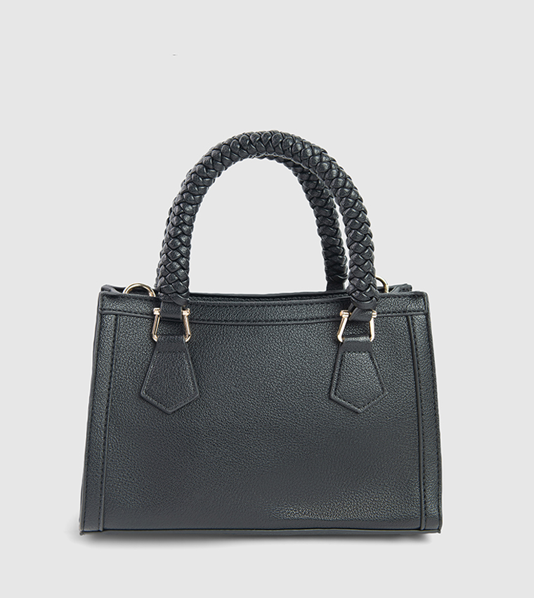 Textured Zip-Closure Satchel Bag