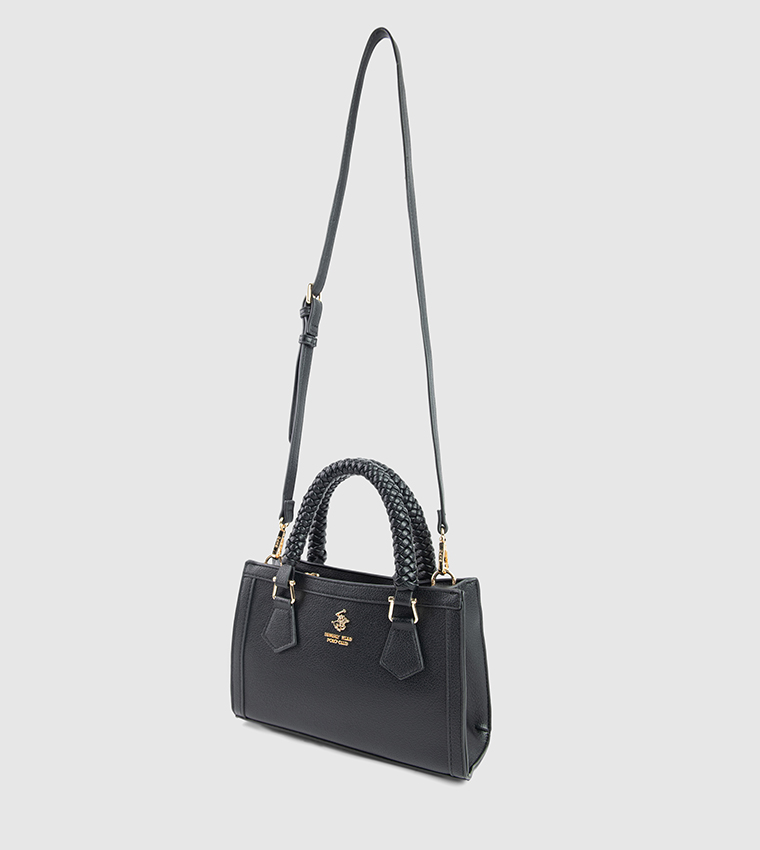 Textured Zip-Closure Satchel Bag