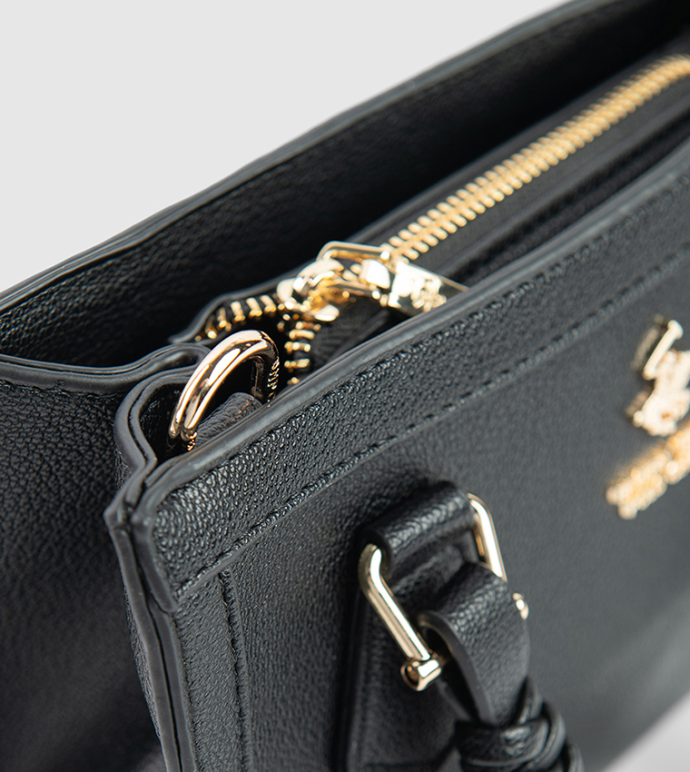 Textured Zip-Closure Satchel Bag