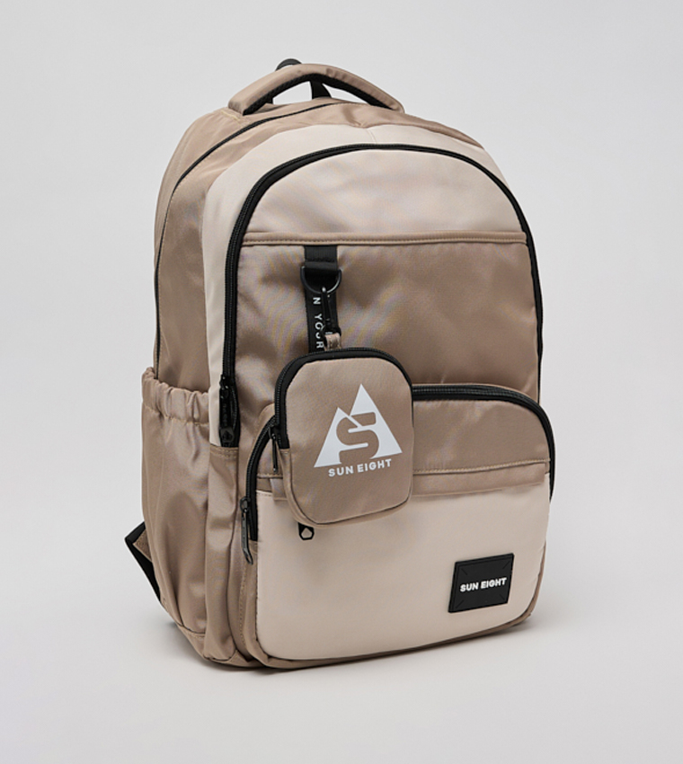 Color Block Backpack with Coin Pouch