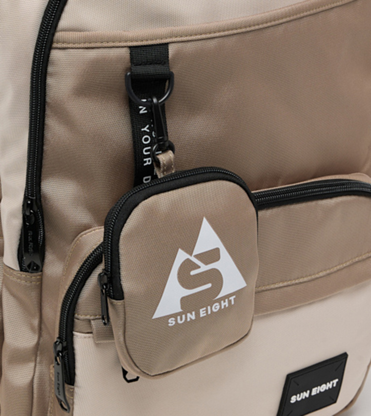 Color Block Backpack with Coin Pouch