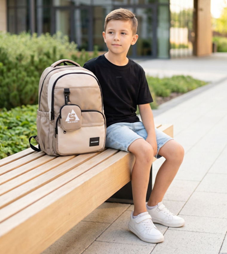 Color Block Backpack with Coin Pouch