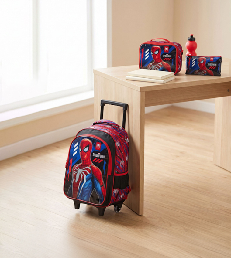 5 Pack Spider-Man Print Trolley Backpack Set - 16"