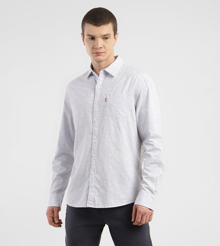 Logo Detail Long Sleeves Slim Fit Shirt