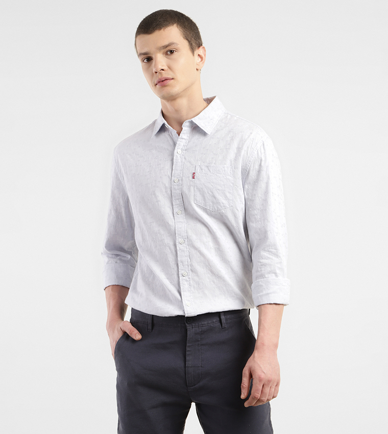 Logo Detail Long Sleeves Slim Fit Shirt