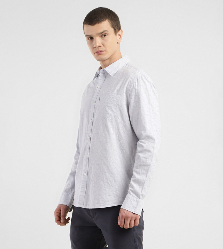 Logo Detail Long Sleeves Slim Fit Shirt