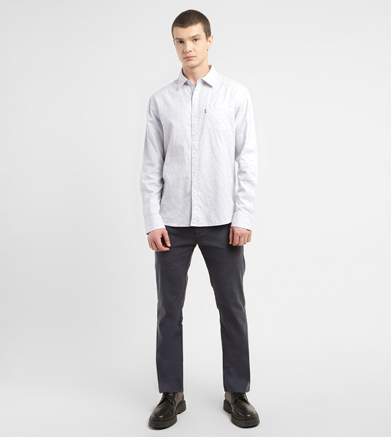 Logo Detail Long Sleeves Slim Fit Shirt