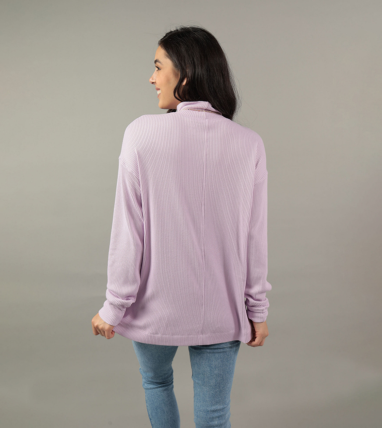 Ribbed High Neck Long Sleeves Tunic