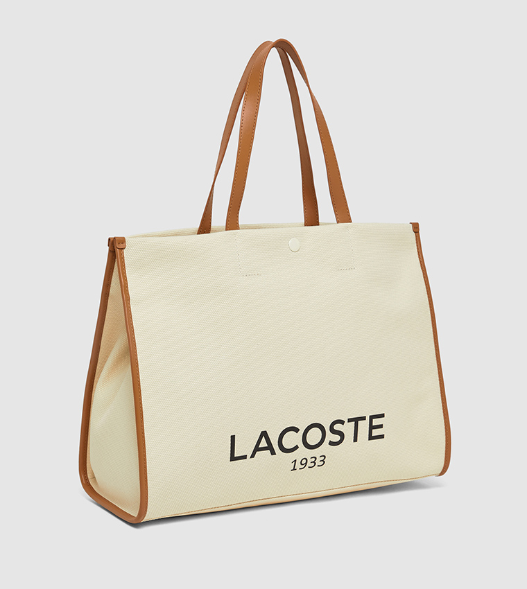 Logo Printed Snap Button Tote Bag