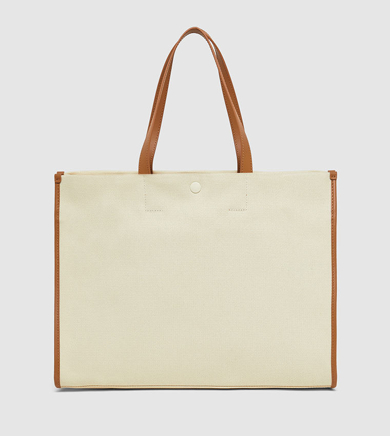 Logo Printed Snap Button Tote Bag