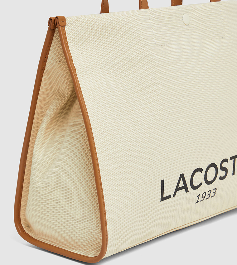 Logo Printed Snap Button Tote Bag