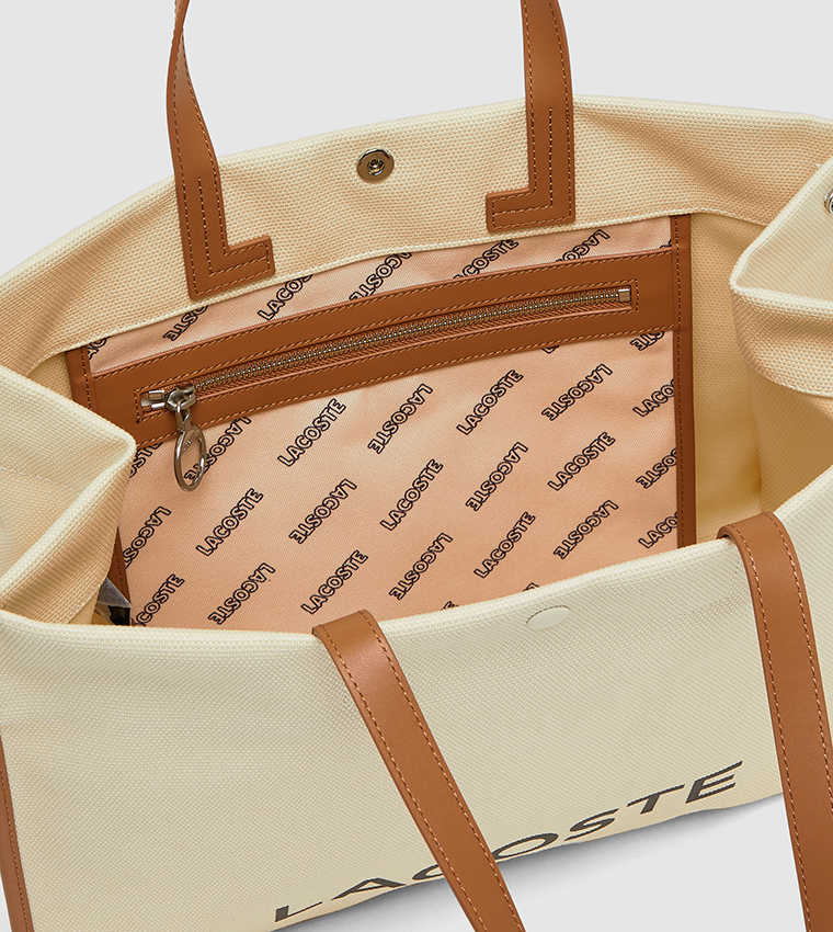 Logo Printed Snap Button Tote Bag