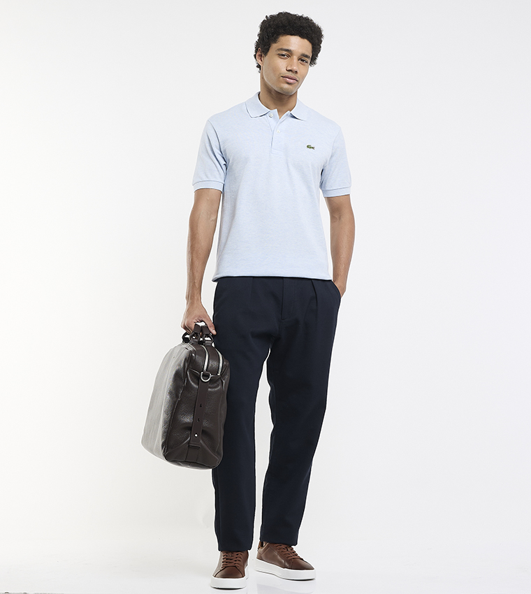 Logo Detail Heathered Petit Piqué Cotton Polo T-Shirt