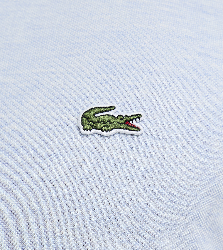 Logo Detail Heathered Petit Piqué Cotton Polo T-Shirt