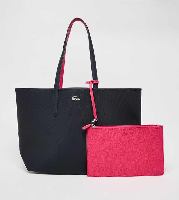 Textured Reversable Tote Bag with Pouch