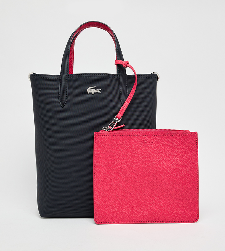 Textured Reversable Tote Bag with Pouch