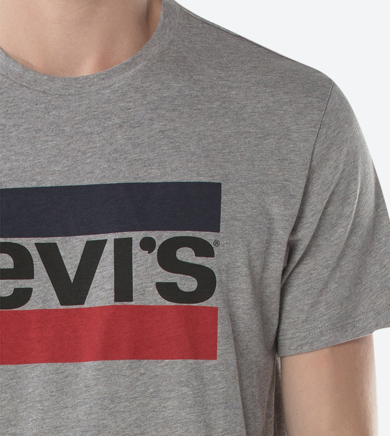 Logo Graphic Printed Short Sleeve T-Shirt - Grey 39636-0002