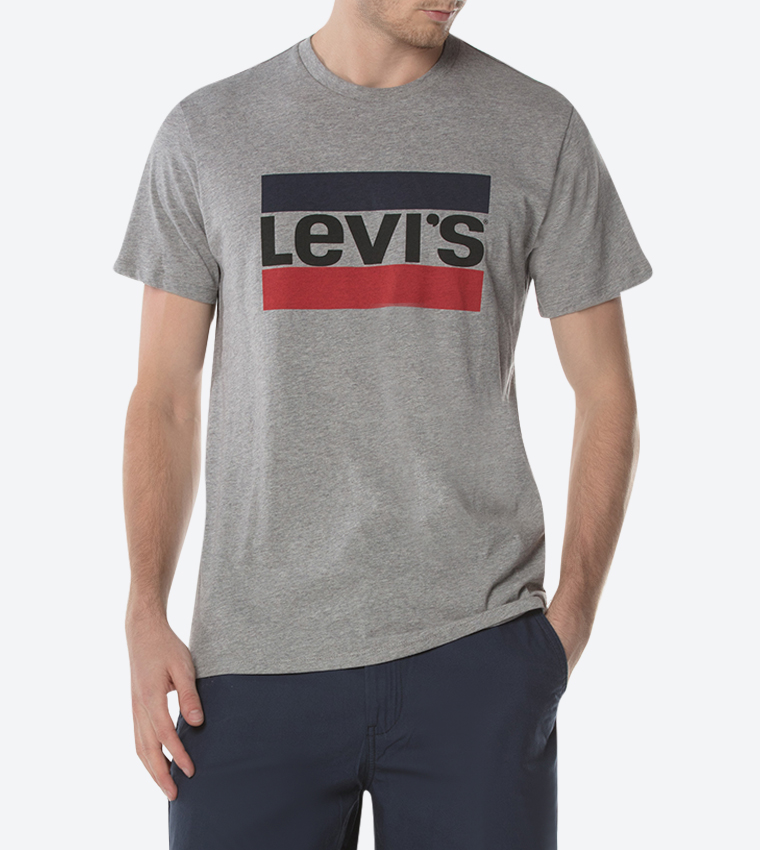 Logo Graphic Printed Short Sleeve T-Shirt - Grey 39636-0002