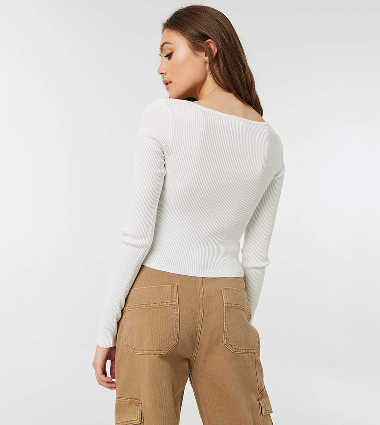 Ribbed Scoop Neck Crop Top